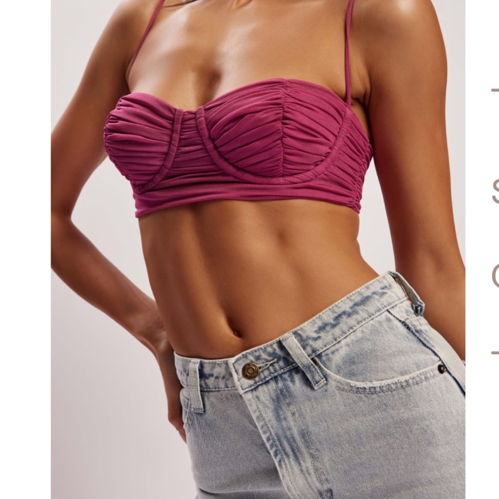 Meshki Tessa Mesh Ruched Cup Bralette - VIOLET